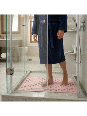 MAİN SHOP Vantuzlu Banyo ve Duşa Kabin Dikdörtgen, Küvet Içi Kaydırmaz Banyo Paspası Pembe M-141