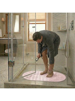 MAİN SHOP Masajlı Silikon Banyo Paspası Vantuzlu Banyo ve Duş Kaydırmazı Pembe Renk M-142