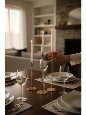 Lussart Collection 3 Lü Altın Rengi Dekoratif Şamdan Seti