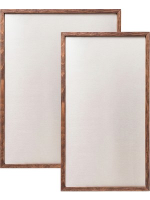 Bevorev 2'li Set Ahşap Çerçeveli Manyetik Metal Pano 62x47 cm ve 62x27 cm Not ve Fotoğraf Panosu