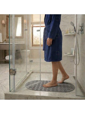 MAİN SHOP Masajlı Silikon Banyo Paspası Vantuzlu Banyo ve Duş Kaydırmazı Gri Renk Kaydırmaz M-142
