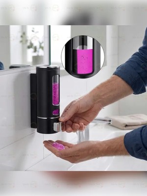 MAİN SHOP 1 Adet Siyah 400 ml El Dezenfektanı Sabunluk Manuel Şampuan Sıvı Tutucu Banyo Mutfak Lavabo Oteller M-52