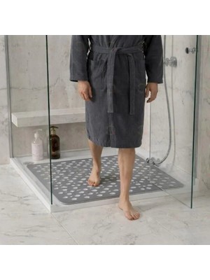 MAİN SHOP Kare Vantuzlu Banyo ve Duşa Kabin , Küvet Içi Kaydırmaz Vantuzlu Banyo Paspası Antrasit 54x54 cm M-149