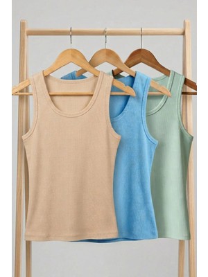 Cotenconcept 3 Adet Fitilli Fitted Viskon Karışımlı Askılı Tişört