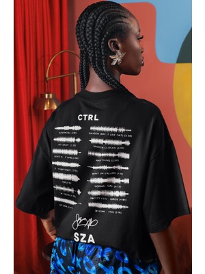 Sevbano Sza Rapper Şarkıcı Sırt Baskılı Unisex Oversize Tişört