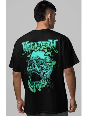 Sevbano Megadeth Rock Metal Müzik Grubu Sırt Baskılı Unisex Oversize Tişört