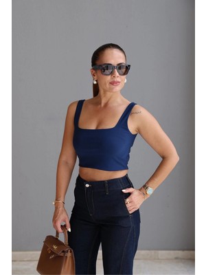 Purple By Banu Lacivert Kare Yaka Crop Atlet