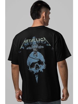 Sevbano Metallica Rock Metal Müzik Grubu Sırt Baskılı Unisex Oversize Tişört