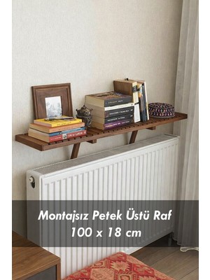 Moola Montajsız Petek Üstü Uçan Raf Dresuar – Kalorifer Peteği Üstü Ahşap Kitaplık Raf  100 x 18 cm