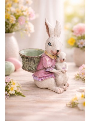 Gardenya Anne Çocuk Temalı Tavşanlar Polyester Biblo
