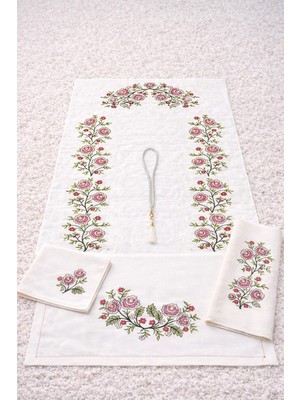 Hig Store 5 Parça Kaneviçe Nakışlı Gelin Damat Bohçası Çeyizlik Hediyelik Seccade Seti Takımı