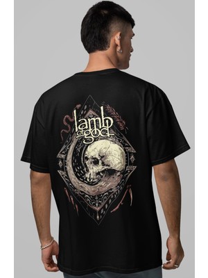 Sevbano Lamb Of God Rock Metal Müzik Grubu Sırt Baskılı Unisex Oversize Tişört