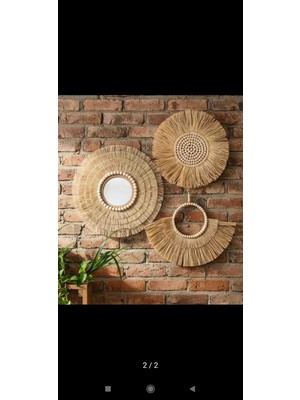Furkan Decor Aksesuar Rafya Boncuklu Duvar Süsü 3 Lü Set