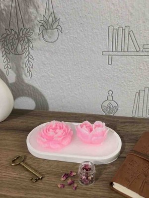 Floryn Gül Formlu 2’li Dekoratif Mum Tasarımı – Şık ve Minimal Sunum | Hediyelik Mum |