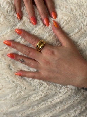 Gmn Collection Çiftli Spinal Halkalı Altın Kaplama Gold Yüzük