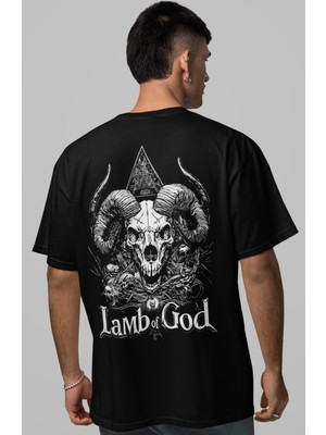 Sevbano Lamb Of God Rock Metal Müzik Grubu Sırt Baskılı Unisex Oversize Tişört