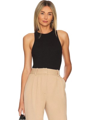 MetuCa Kadın Siyah Çift Katlı Sandy Kumaş Halter Yaka Yüzücü Kesim Çıtçıtlı Tanga Bodysuit