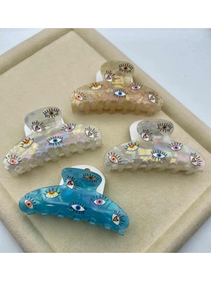 zdjewelry Renkli Göz Kalp Figürlü Kadın Kemik Mandal Büyük Boy Ithal Toka 11 cm