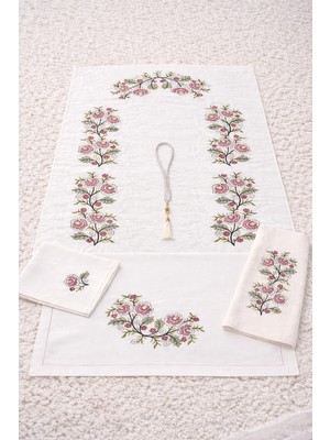 Hig Store 5 Parça Kaneviçe Nakışlı Gelin Damat Bohçası Çeyizlik Hediyelik Seccade Seti Takımı