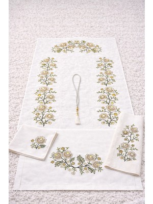 Hig Store 5 Parça Kaneviçe Nakışlı Gelin Damat Bohçası Çeyizlik Hediyelik Seccade Seti Takımı