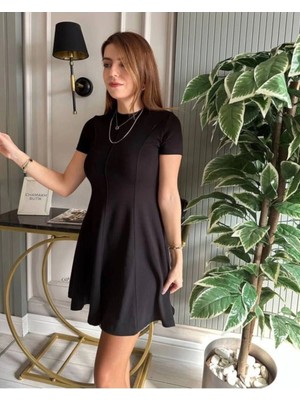 MetuCa Kısa Kollu Mini Elbise Cep Detaylı