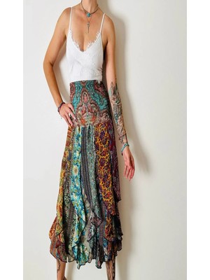 Fibula Otantik Standart Beden % Yüz Ipek Fırfırlı Ithal Etek / Elbise 36-44 Bedenler Arası Uygundur