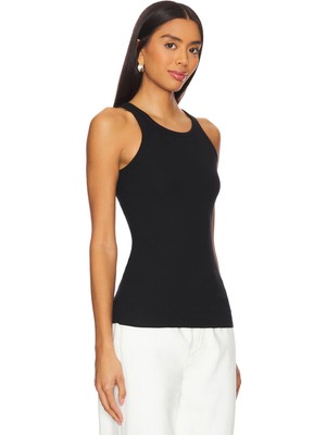 MetuCa Kadın Siyah Halter Yaka Vücudu Saran Çift Katlı Esnek Sandy Kumaş Atlet