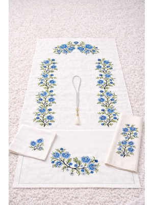 Hig Store 5 Parça Kaneviçe Nakışlı Gelin Damat Bohçası Çeyizlik Hediyelik Seccade Seti Takımı
