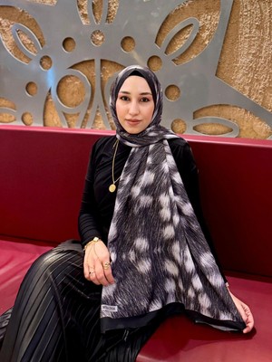 MetuCa Kadın Kahverengi Ceylan Desenli Pamuklu Soft Dokulu Mevsimlik Tesettür Şal