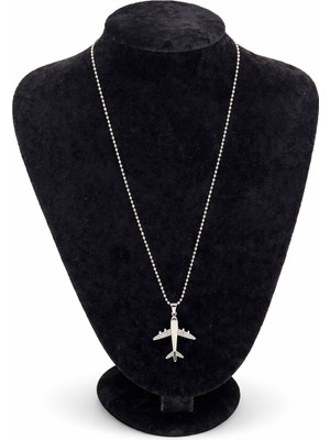 Pangu Uçak Figürlü Zirkon Taşlı Çelik Kolye