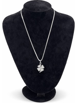 Pangu Yonca Figürlü Zirkon Taşlı Çelik Kolye