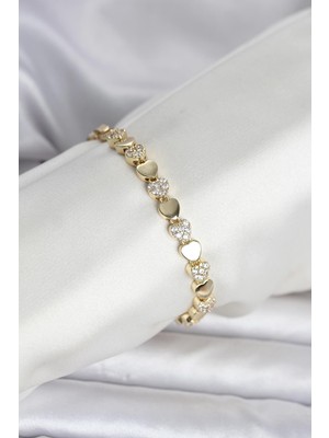 Pileli Store Pirinç Gold Renk Kalpli Model Kadın Bileklik - TJ-BB8394