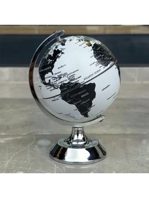 Metal Ayaklı Siyah Beyaz Dünya Küresi Midastech