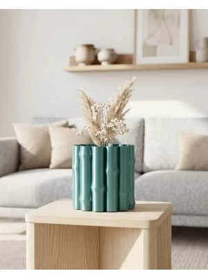 Modern Parlak Yeşil Vazo Dekoratif Şık Tasarım Salon Ofis Kullanım Midastech