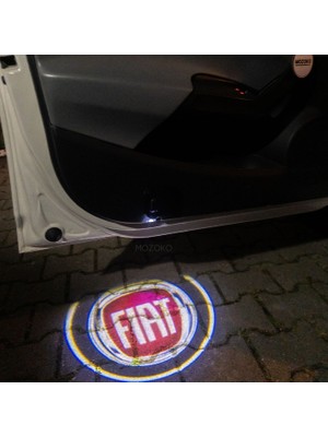 MOZOKO Fiat Kapı Altı LED Logo Işığı 2 Adet Sensörlü Pilli Yapıştırmalı Karşılama Projektörü