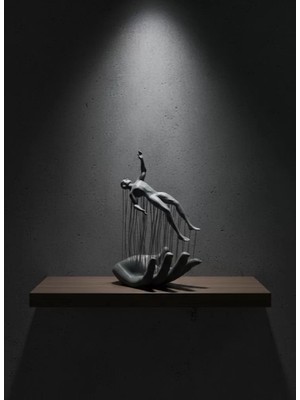 Gri El Insan Figürü Minimal ve Anlamlı Dekoratif Biblo Modern Ev Dekorasyonu Midastech