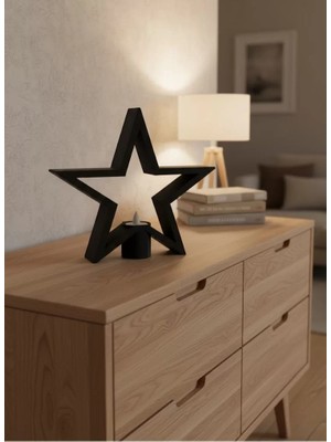 Siyah Yıldız Şeklinde Mumluk Loş Işık Dekor Aksesuarı Midastech