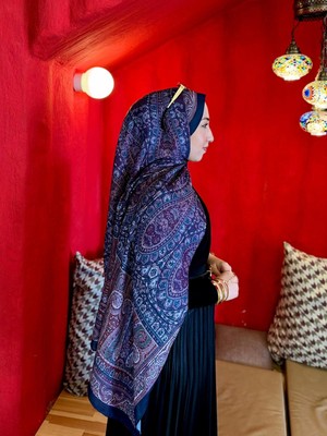 MetuCa Kadın Mor Mürdüm Etnik Paisley Desenli Yumuşak Dokulu Pamuklu Soft Şal