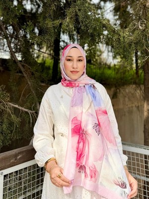 MetuCa Kadın Çiçek Desenli Nefes Alan Yumuşak Bambu Dokuma Şal