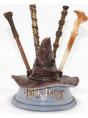 Keyfim Shop Haarry Poootter Seçmen Şapka ve 4'lü Asa Kalem Seti Biblo