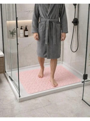 2 Adet Silikon Kaydırmaz Taban Masajlı Duşa Kabin ve Banyo Paspası- Küvet Içi Paspas Pembe M-150