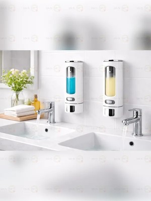MAİN SHOP Main Shop 2 Adet Beyaz Renk 400 ML Duvara Monte Manuel Sabunluk Sıvı Lavabo Sabunluk El Sabunu M-52