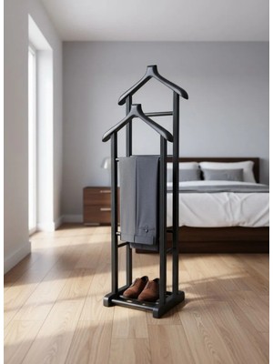 Kleinhaus Furniture Çiftli Dilsiz Uşak, Masif Ahşap Askılık (Değiştirilebilir Renk)
