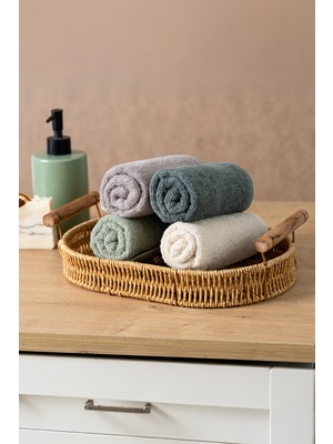 Rikka Home %100 Pamuk El/misafir Havlusu Seti (4’lü 33X33 Cm) – Coresoftair™ Yumuşak, Hızlı Emici, Hacimli Premium Havlu/ Çok Renkli Haki-Ekru-Gri-Adaçayı