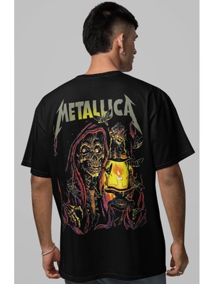 Sevbano Metallica Rock Metal Müzik Grubu Sırt Baskılı Unisex Oversize Tişört