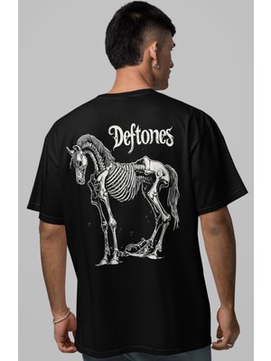 Sevbano Deftones Rock Metal Müzik Grubu Sırt Baskılı Unisex Oversize Tişört