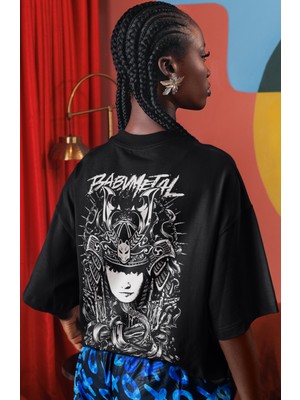 Sevbano Babymetal Rock Metal Müzik Grubu Sırt Baskılı Unisex Oversize Tişört