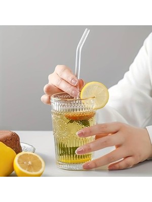 Parça Cam Pipet Seti – 12 Adet Cam Pipet + 1 Adet Temizleme Fırçası Yıkanabilir Sağlıklı ve Antibakteriyel Smoothie Kahve Meşrubat ve Her Türlü Içecek Için