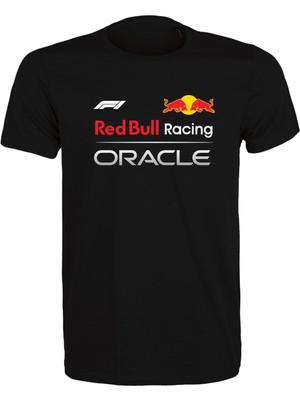 Etifa Tekstil Unisex Siyah %100 Pamuk Regular Fit Tişört – Red Bull Oracle F1 Baskılı, Günlük & Spor T-Shirt