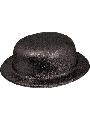Najmaddin Siyah Renk Yuvarlak Simli Plastik Parti Şapkası Çerçici Najmaddin